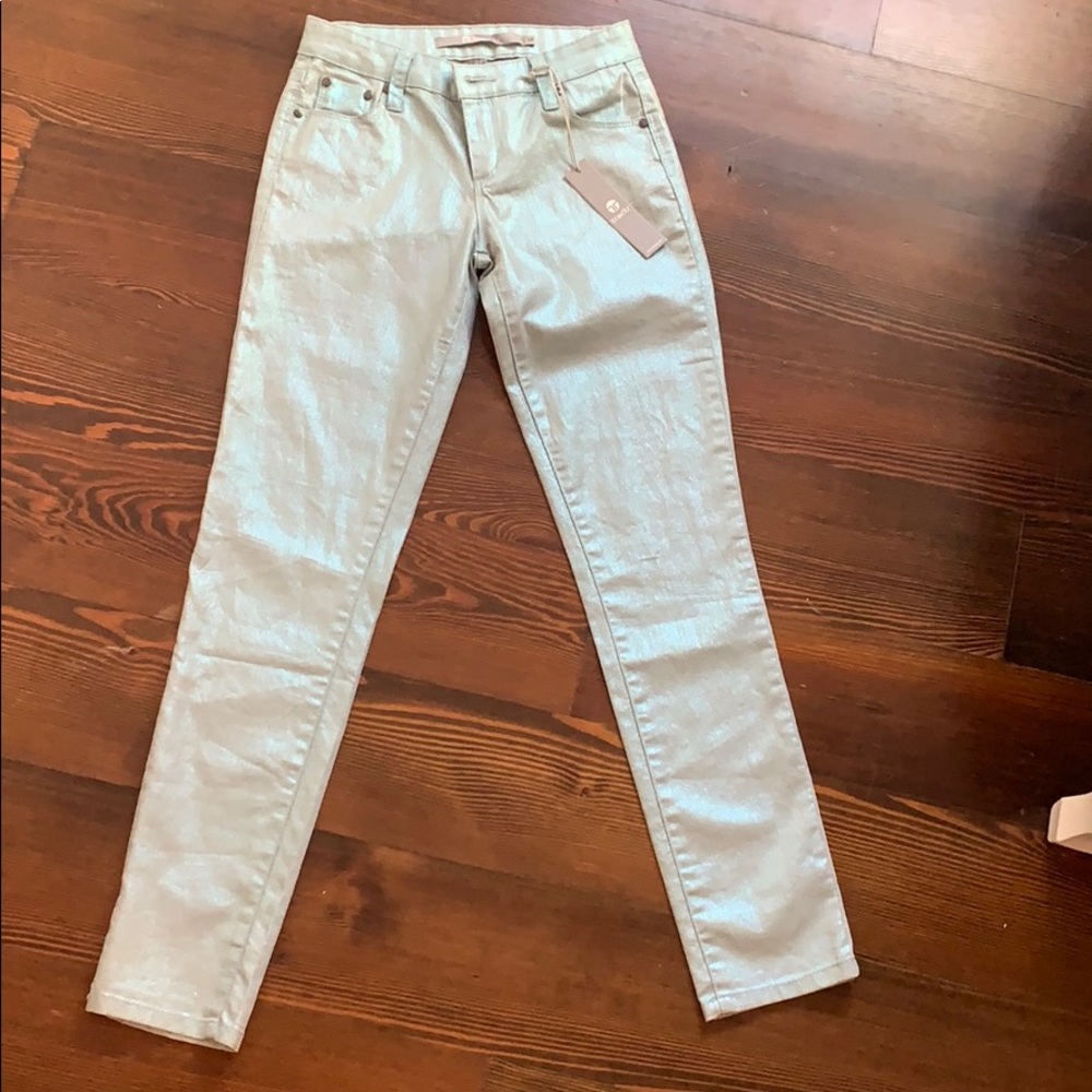 Blue/green shiny tractr jeans